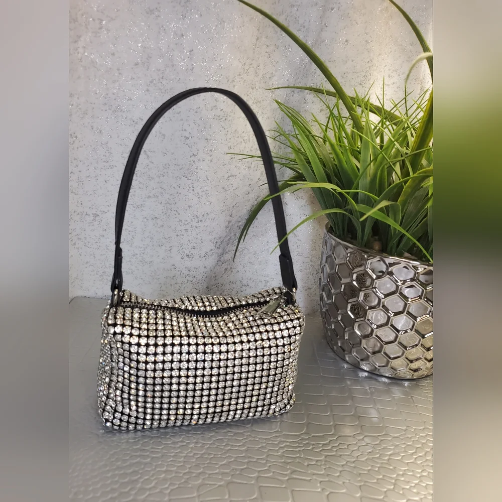 Urban Expressions Ginger Evening Rhinestone Mini Bag Silver Black - Picture 6 of 16
